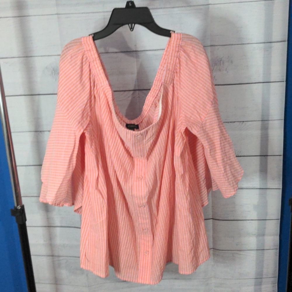 Lane Bryant off the shoulder orange stripped top size 18/20 22/24